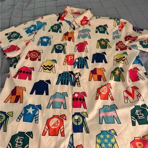 Sheshow jockey silk derby button down shirt men’s XL